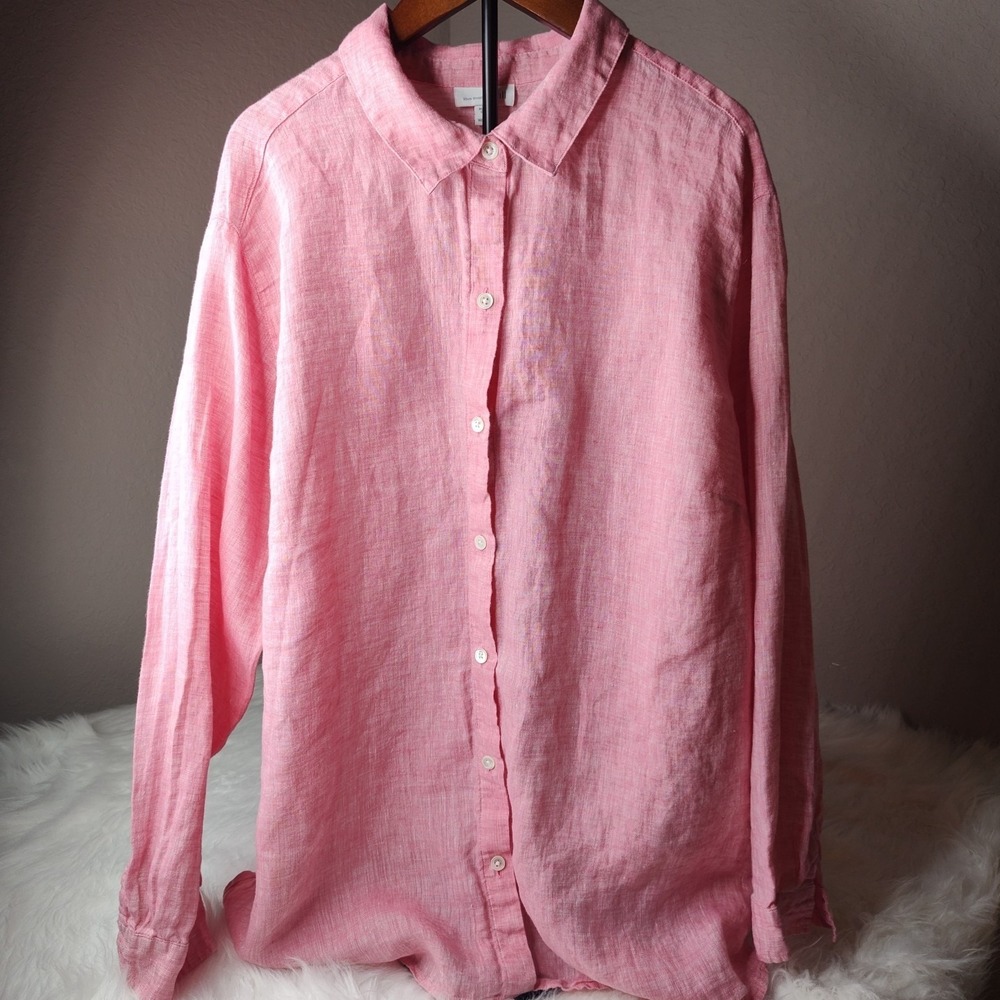 J. Jill Pink Relaxed Long Sleeve Button Down